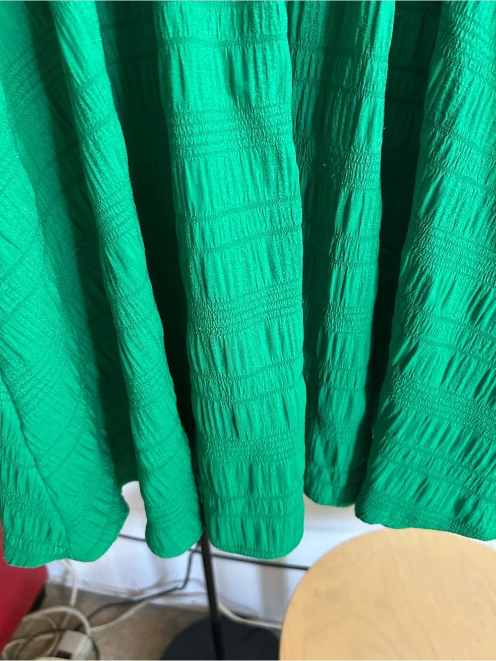 SHEIN Bright Green Puff-Sleeve V-Neck Mini Dress